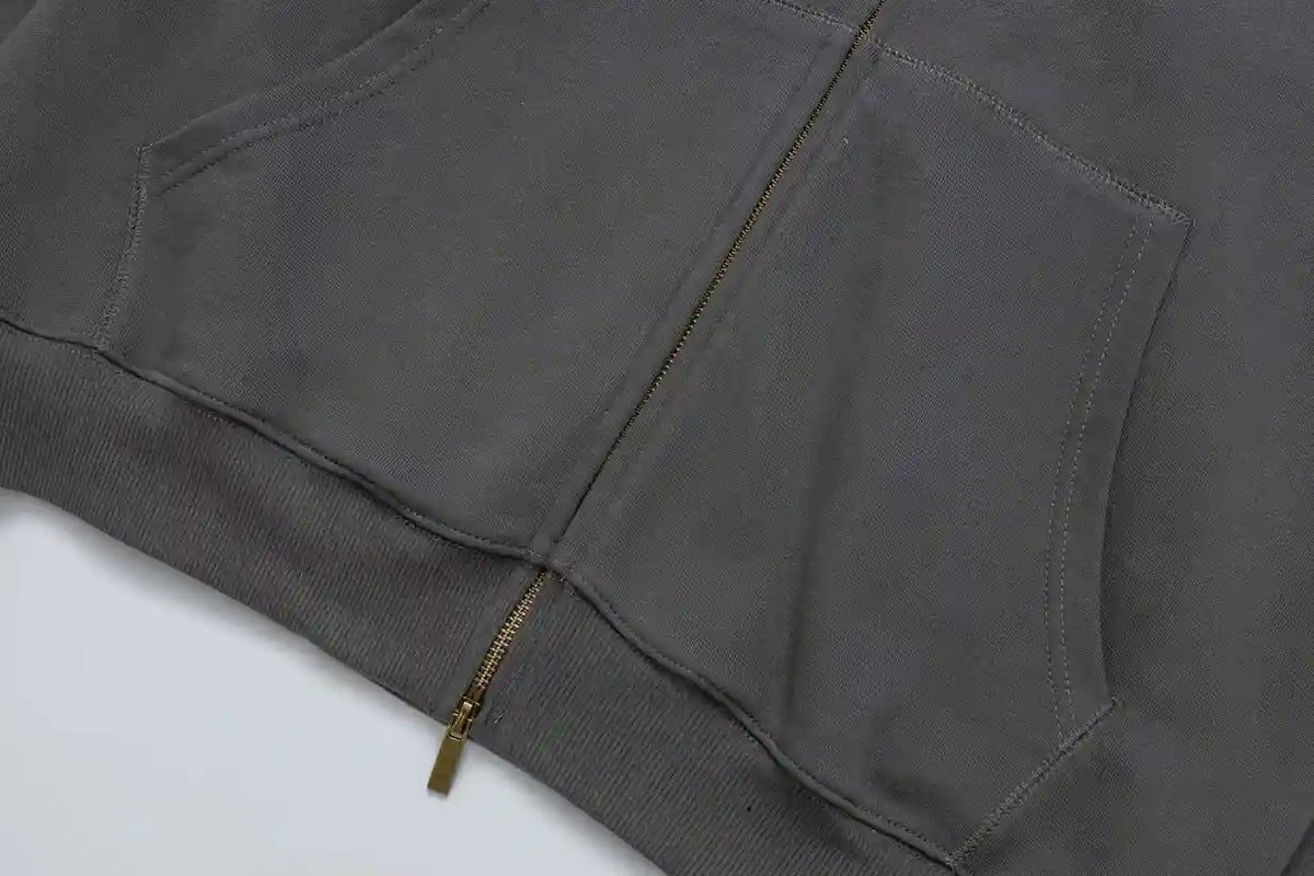 Fear of God Essentials Gray Zip-Up Hoodie | Grey Full Zip Essentials Hoodie