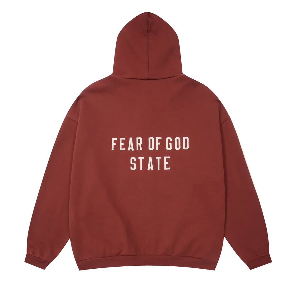 Essentials Dark Chestnut Street Zip-Up Hoodie – Fear of God