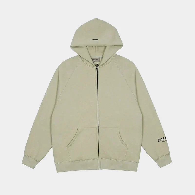 Essentials Ash Grey Zip-Up Hoodie – Fear of God