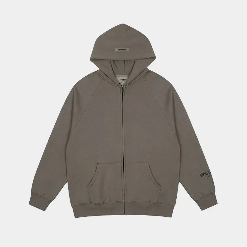 Essentials Sandstone Hoodie Street Zip-Up – Fear of God