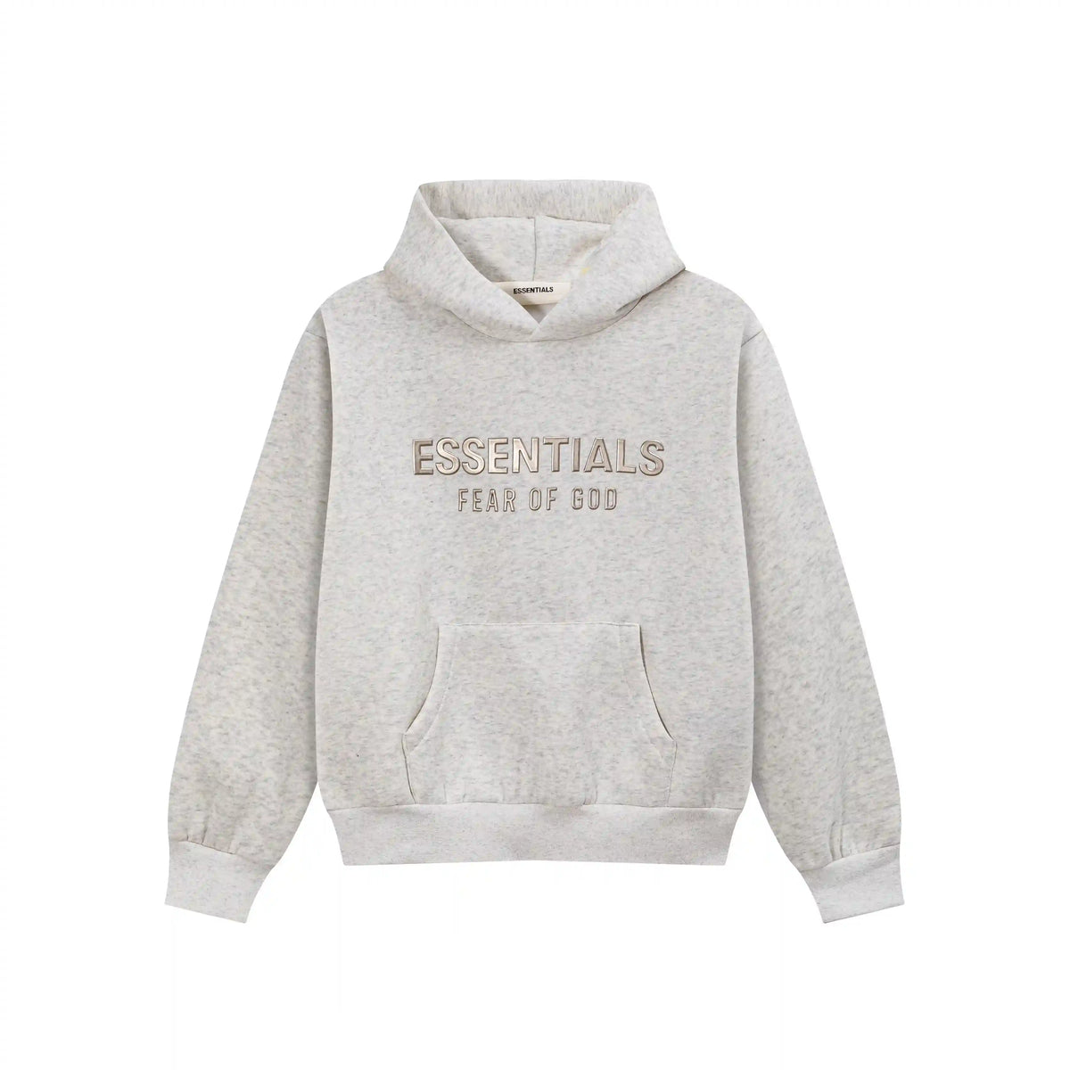 Fear of God Essentials Light Heathered Oatmeal Hoodie | Soft Neutral Hoodie