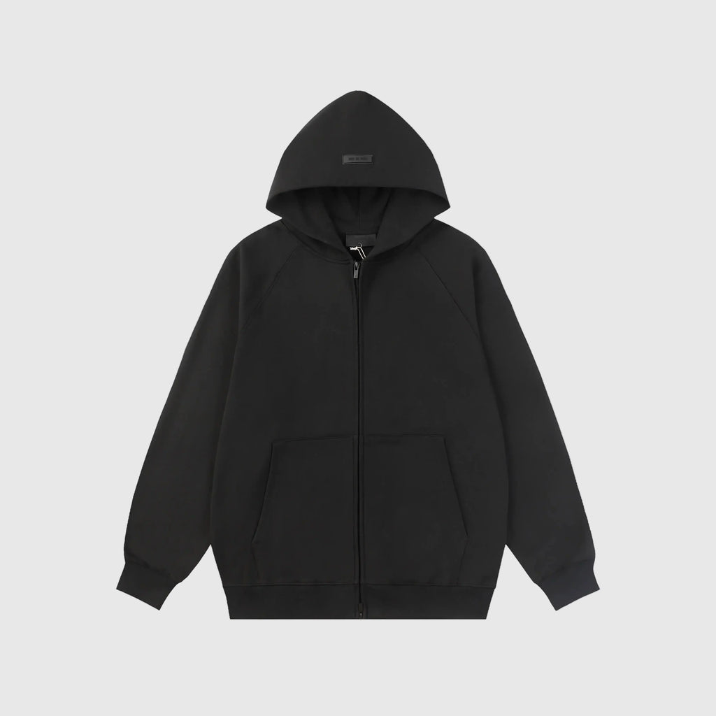 Essentials Black Street Zip-Up Hoodie – Fear of God