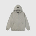 Essentials Dark Heather Oatmeal Zip-Up Hoodie – Fear of God