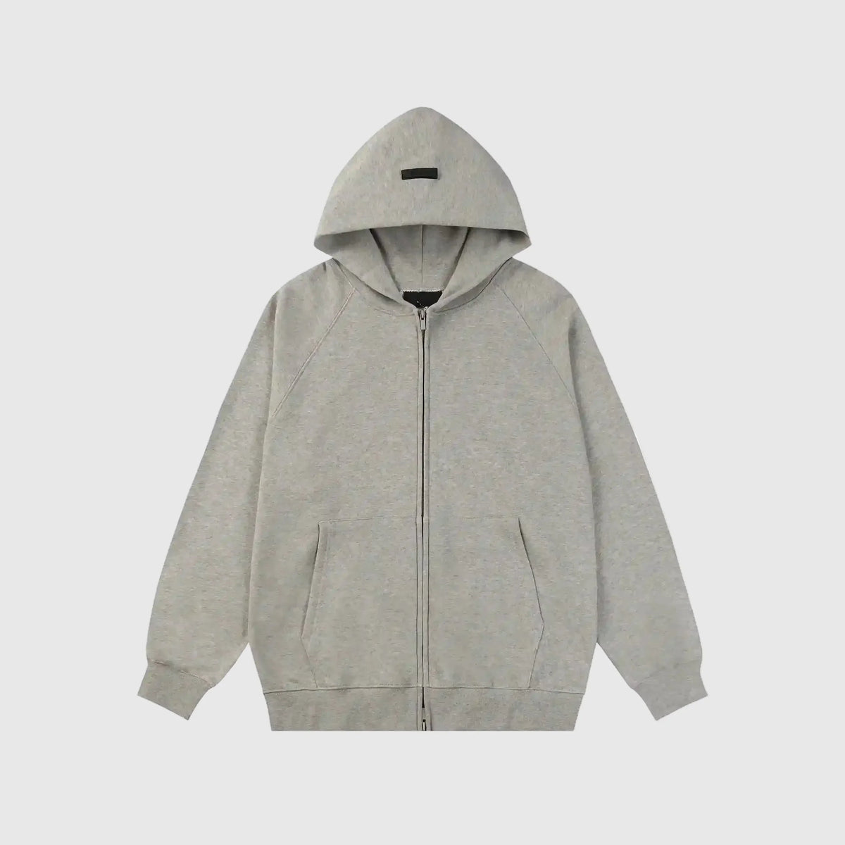 Essentials Dark Heather Oatmeal Zip-Up Hoodie – Fear of God