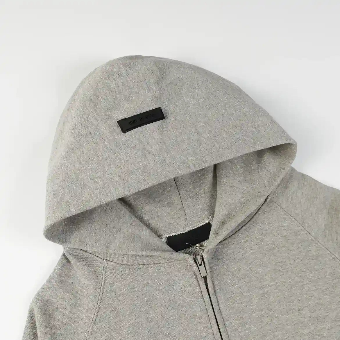 Essentials Dark Heather Oatmeal Zip-Up Hoodie – Fear of God