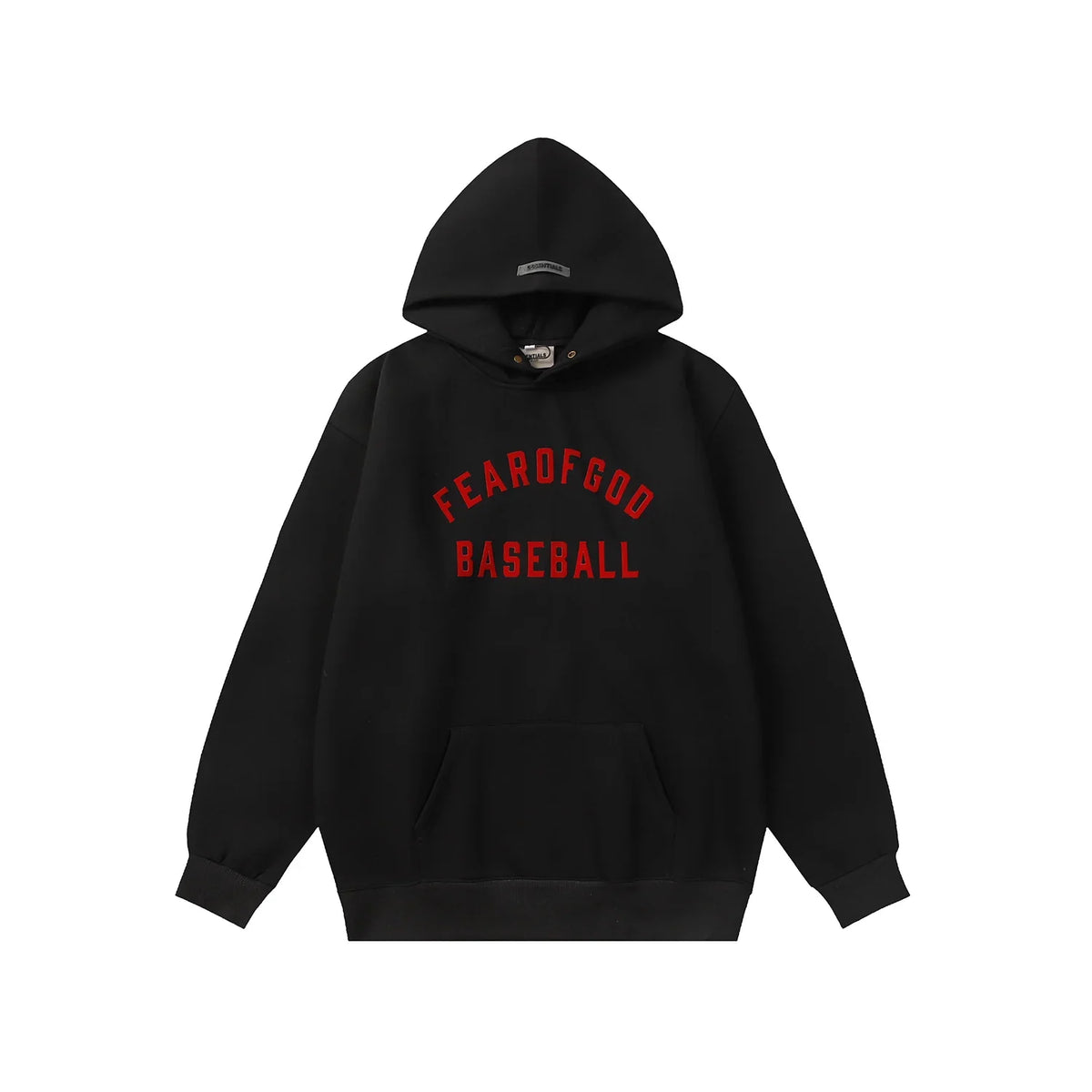 Fear of God ESSENTIALS Signature Baseball Black Red Hoodie