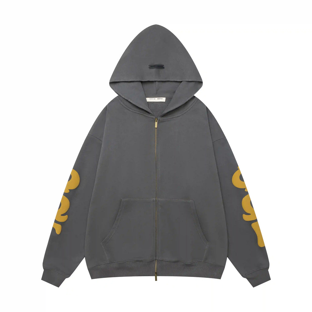 Fear of God Essentials Gray Zip-Up Hoodie | Grey Full Zip Essentials Hoodie