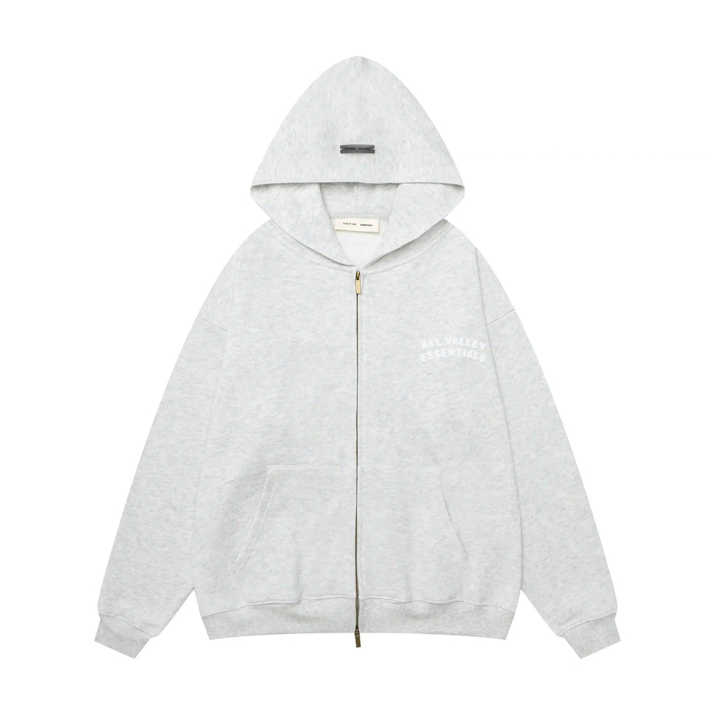 Fear of God Essentials Eggshell Zip-Up Hoodie | Cream Full Zip Essentials Hoodie