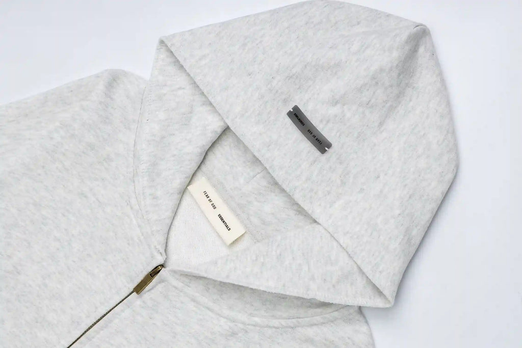 Fear of God Essentials Eggshell Zip-Up Hoodie | Cream Full Zip Essentials Hoodie
