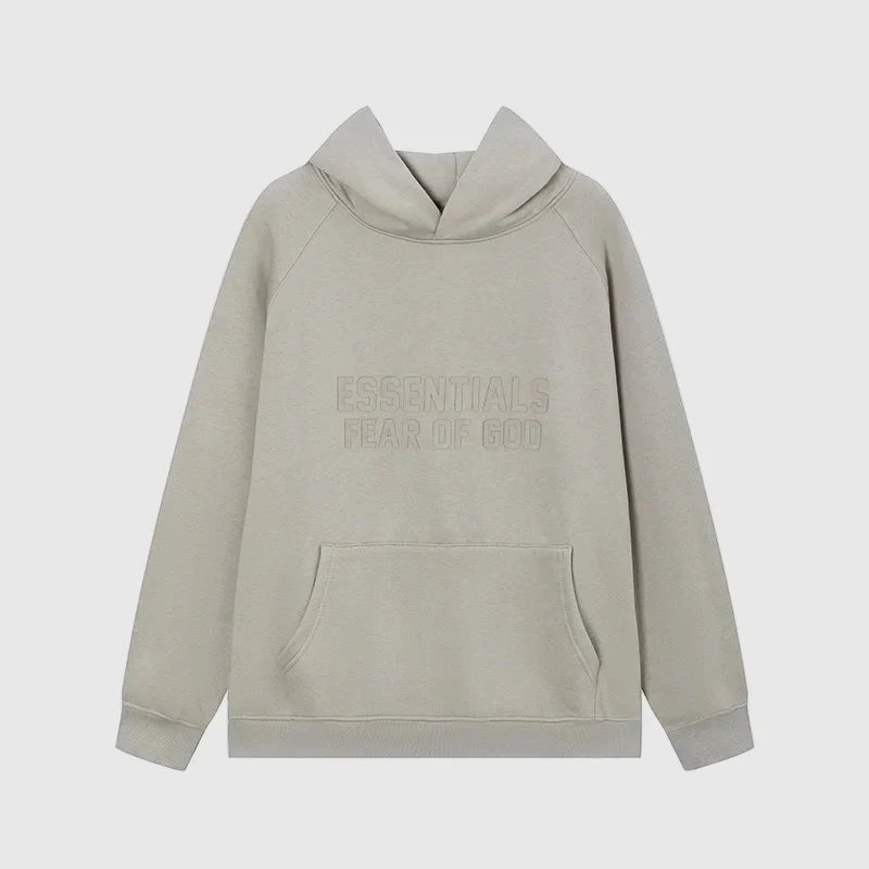 Essentials Dark Heather Oatmeal Street Mock Neck Hoodie – Fear of God