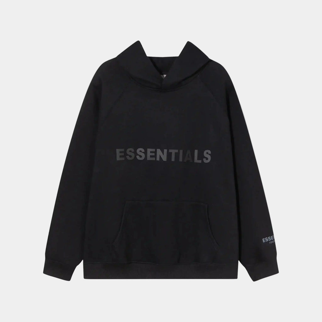 Essentials Black Pullover Hoodie – Relaxed Streetwear