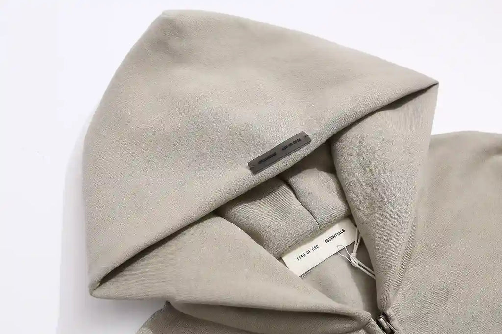 Essentials Heathered Grey Zip-Up Hoodie – Fear of God