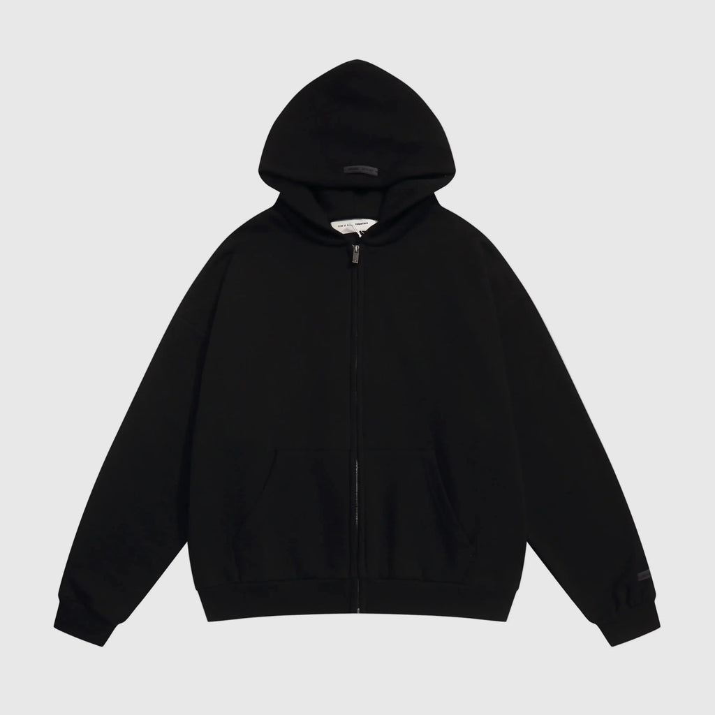 Essentials Black Zip-Up Hoodie – Fear of God