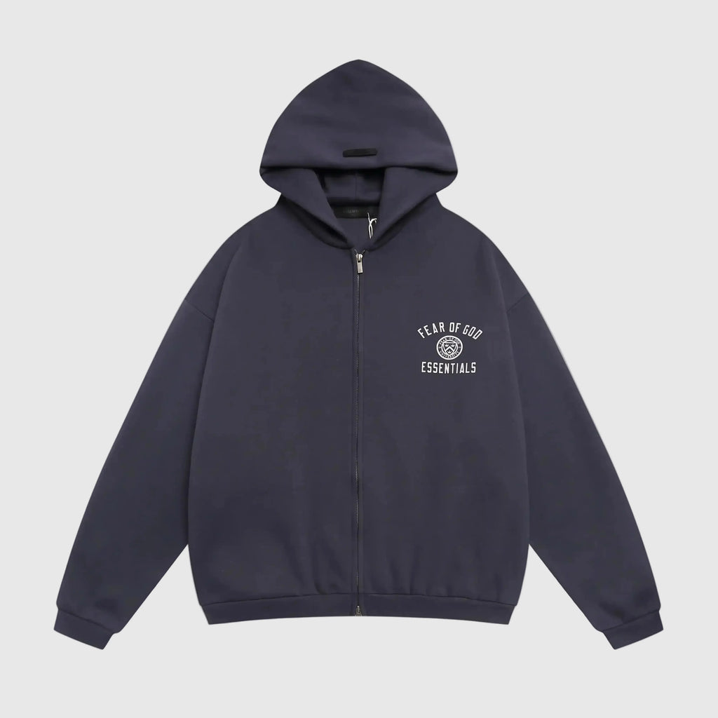 Essentials Blue FOG State Zip-Up Hoodie – Fear of God