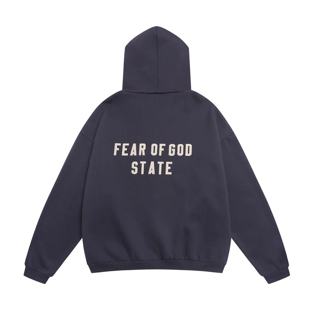 Essentials Blue FOG State Zip-Up Hoodie – Fear of God