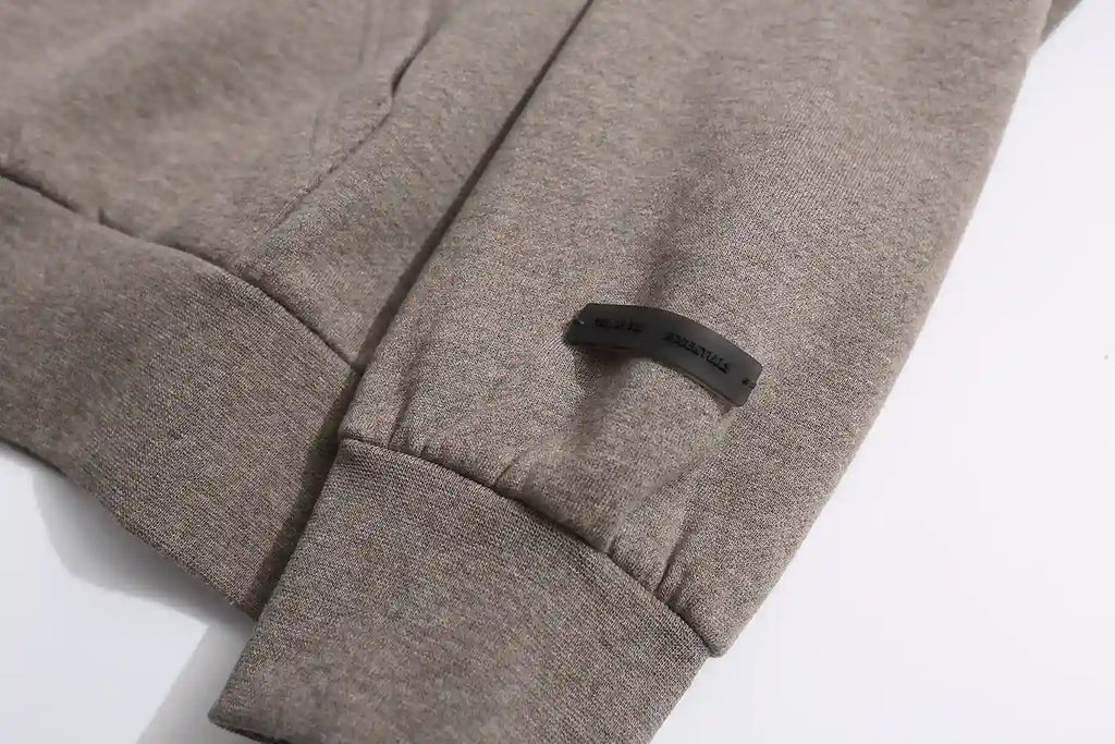 Essentials Dark Heather Oatmeal Zip-Up Hoodie – Fear of God