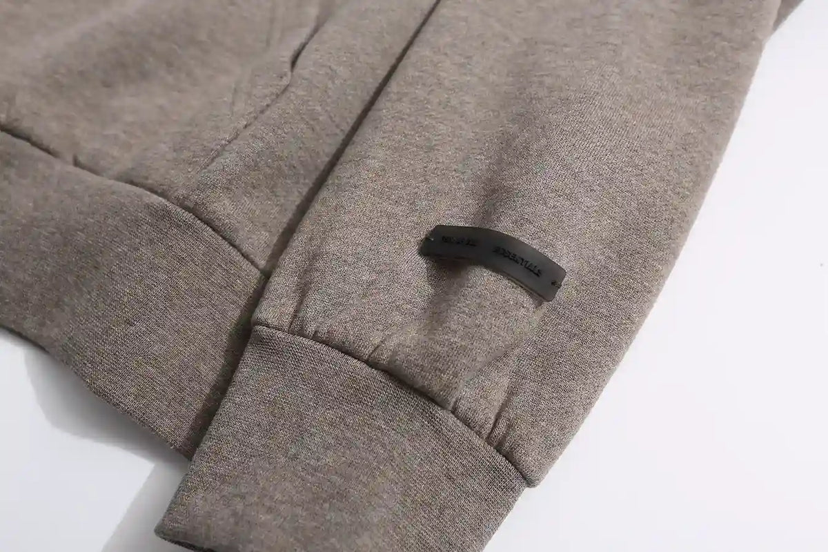 Essentials Dark Heather Oatmeal Zip-Up Hoodie – Fear of God