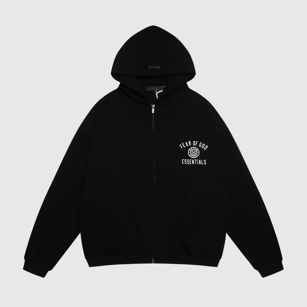 Essentials Black Zip Hoodie – Relaxed Streetwear Pullover
