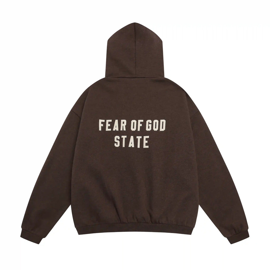 Essentials Brown Zip Hoodie – Relaxed Streetwear Pullover