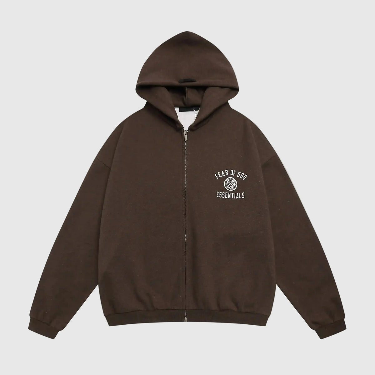Essentials Brown Zip Hoodie – Relaxed Streetwear Pullover